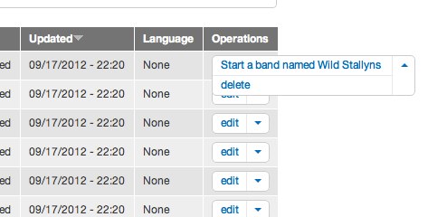 Left-anchored dropbutton shown extending content to the right outside of its containing table.